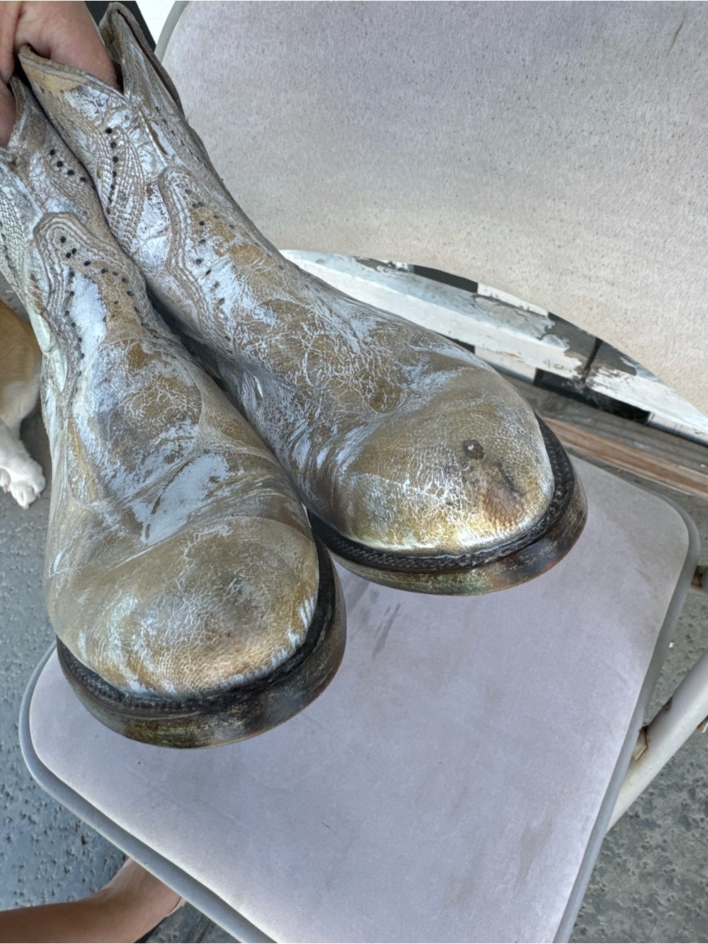 Lucchese leather cowgirl boots distressed size 8 - Picture 3 of 11